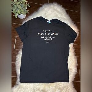 Joy & Grace “What a friend we have in Jesus” black t shirt sz XL
